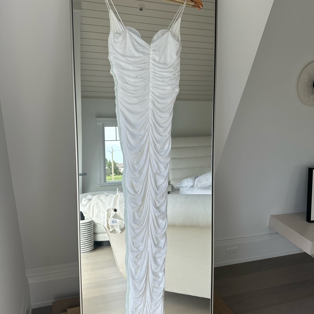 Magda Butrym White Ruched Midi Dress FR38 - Picture 8 of 9